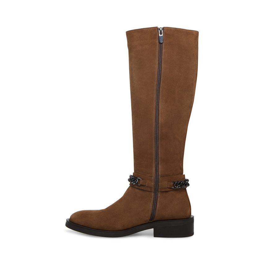 Botas Altas Steve Madden Quin Nubuck Mujer Marrones | ES SQ2461